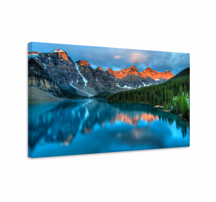 Colourful lake aesthetic art landscape canvas - TenStickers