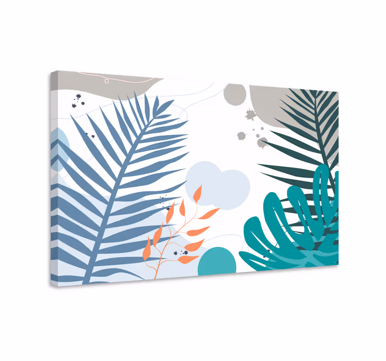 Flowers canvas with contemporary leaf designs - TenStickers
