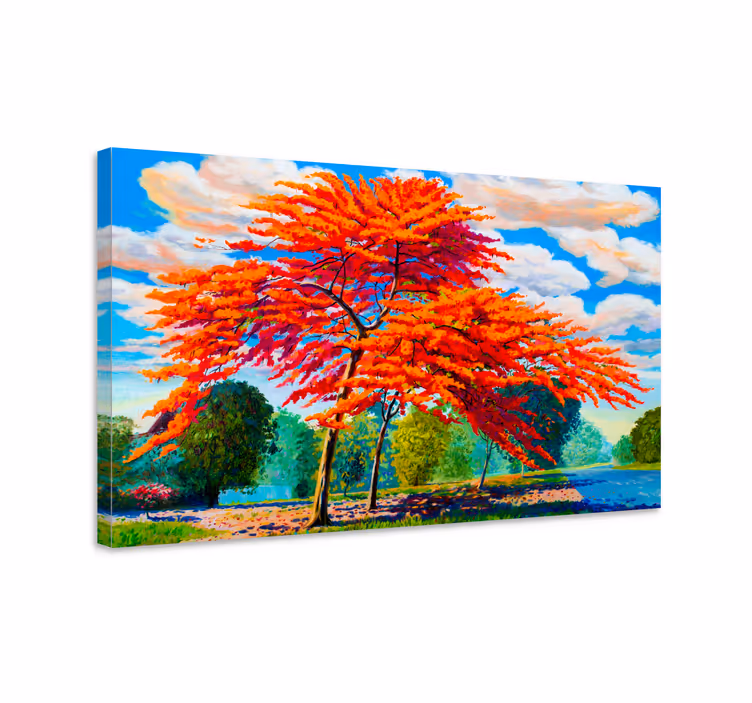 Flowers canvas fiery autumn foliage art print - TenStickers