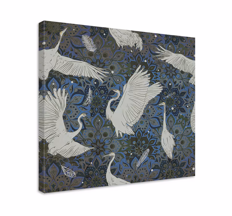 Fish canvas graceful cranes in motion - TenStickers