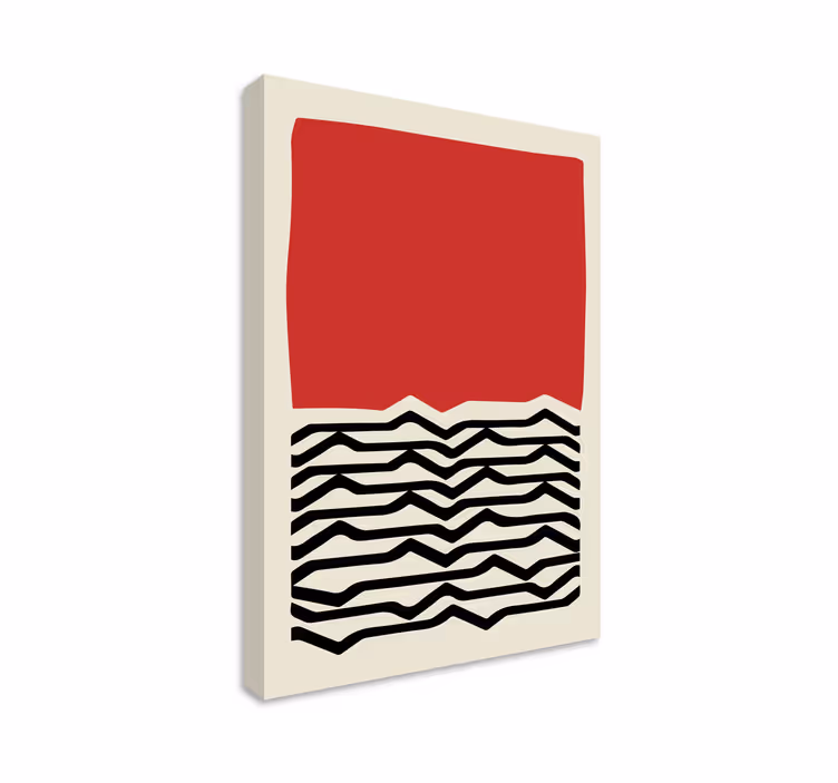Abstract wall art 1 red wavy lines - TenStickers
