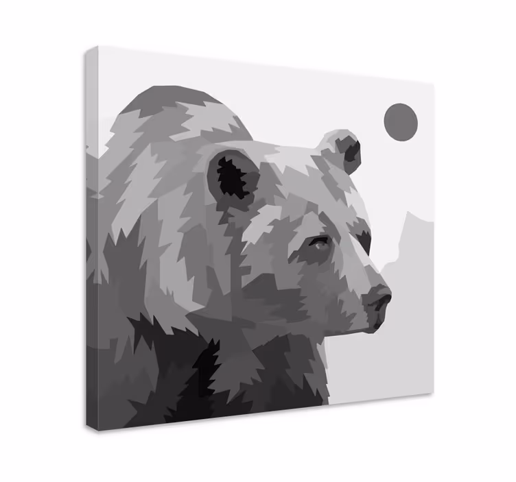 Geometric-animal gray bear animal canvas prints - TenStickers