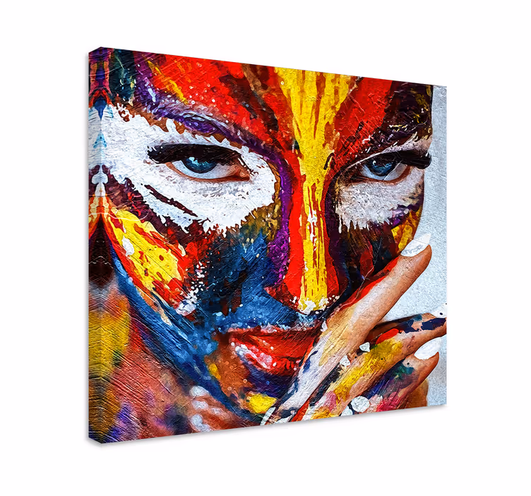 People canvas colorful face artwork - TenStickers