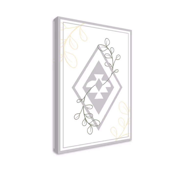 Geometric leaf pattern living room canvas print - TenStickers