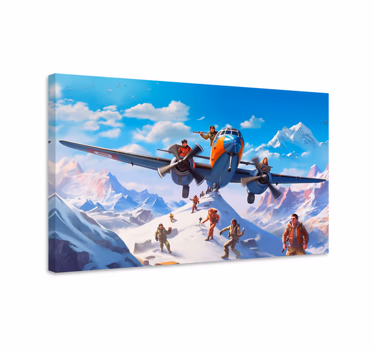 Characters on an aeroplane gaming framed art - TenStickers