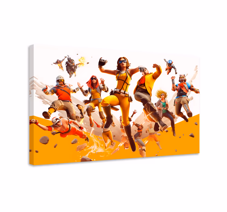 Characters flying attack framed gaming wall art - TenStickers