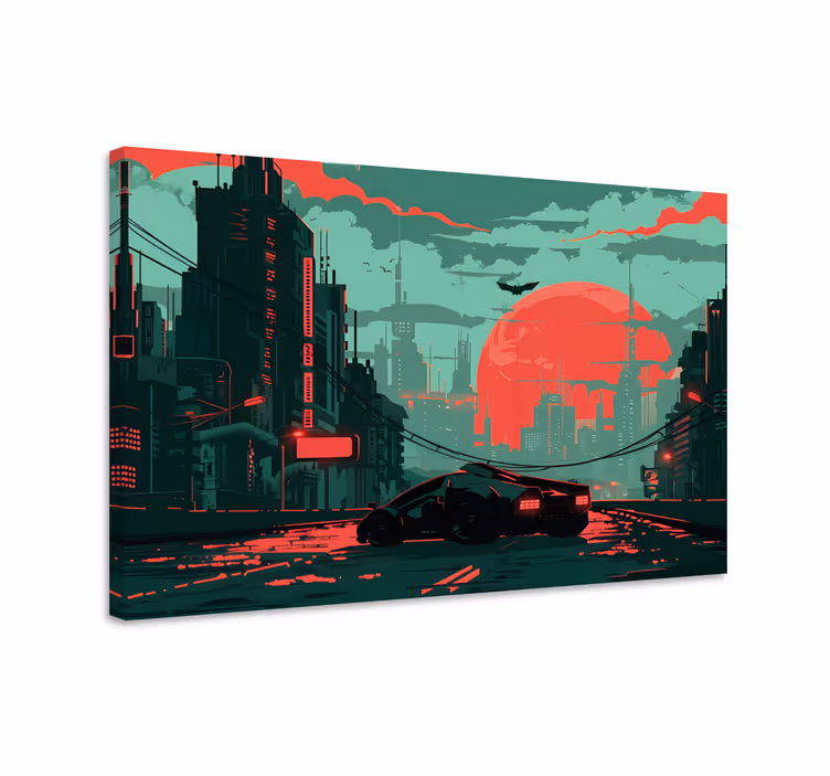 Cyber city gaming canvas wall art - TenStickers