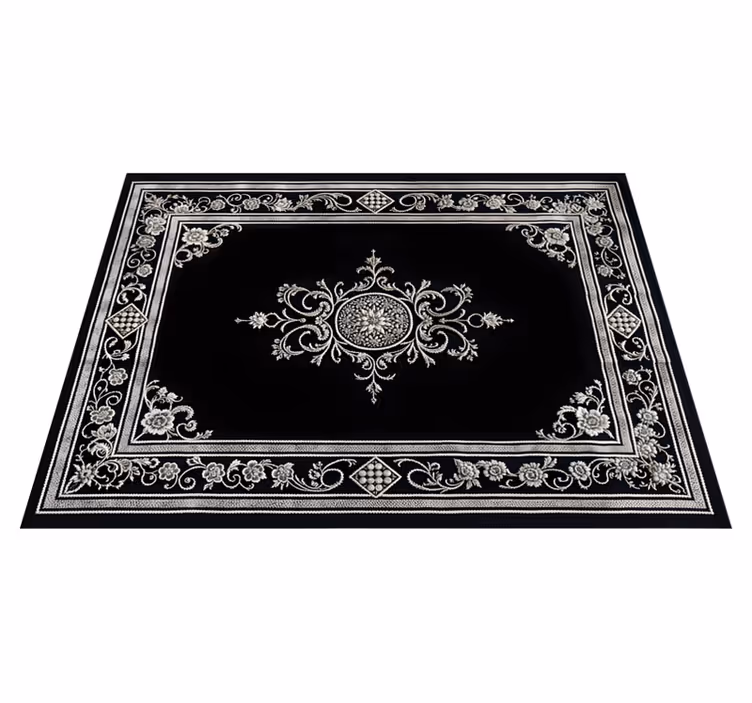Classic oriental design black vinyl rug - TenStickers