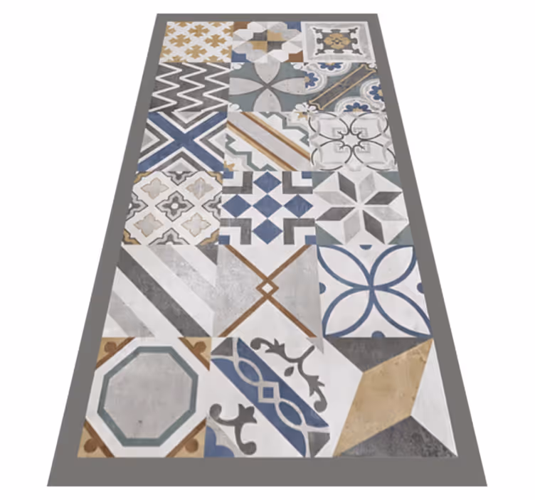 Cement Tiles kitchen vinyl rug - TenStickers