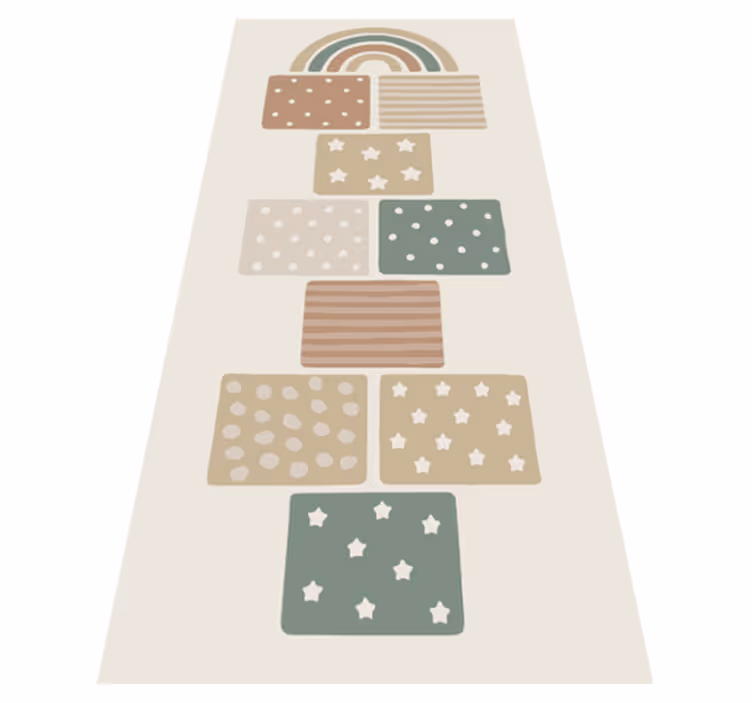 Beige hopscotch game kids vinyl rug - TenStickers
