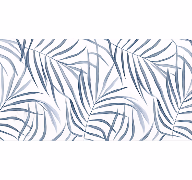 Thin leaves design blue vinyl rug - TenStickers