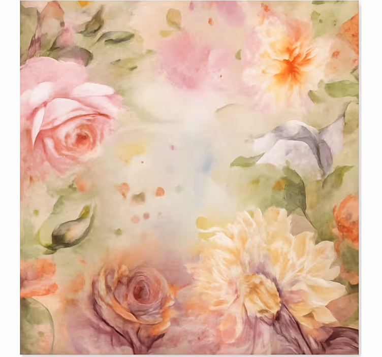 Pink floral roses living room vinyl rug - TenStickers
