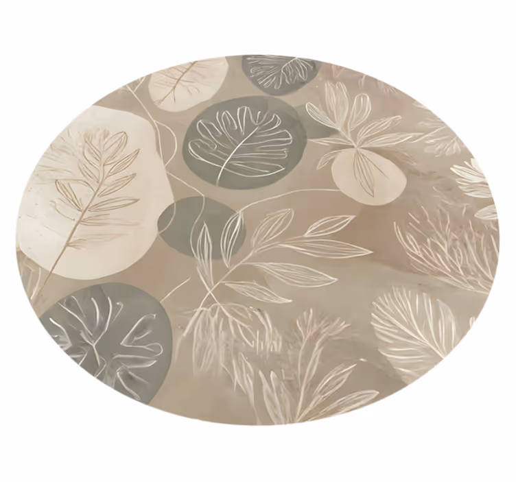 Neutral Botanical Abstract dining room vinyl rug - TenStickers
