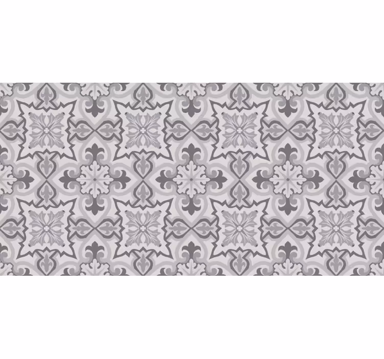 Grey Baroni Kitchen tile vinyl rug - TenStickers