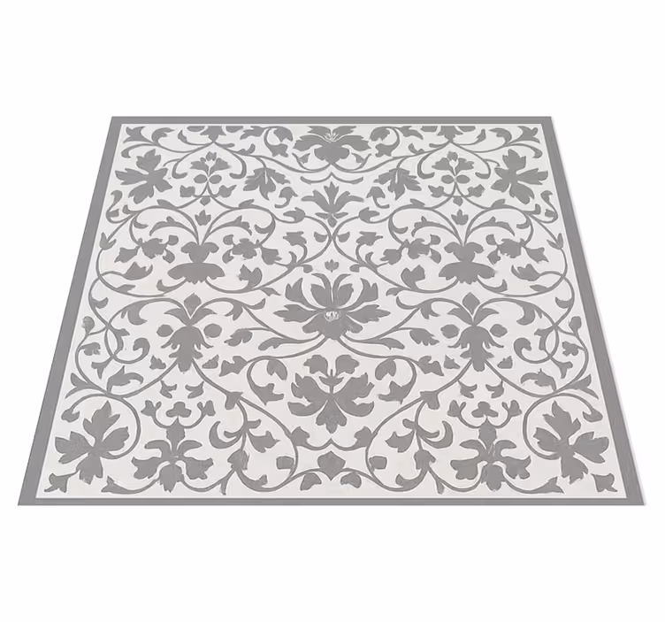 Kitchen vinyl rug in elegant grey arabesque - TenStickers