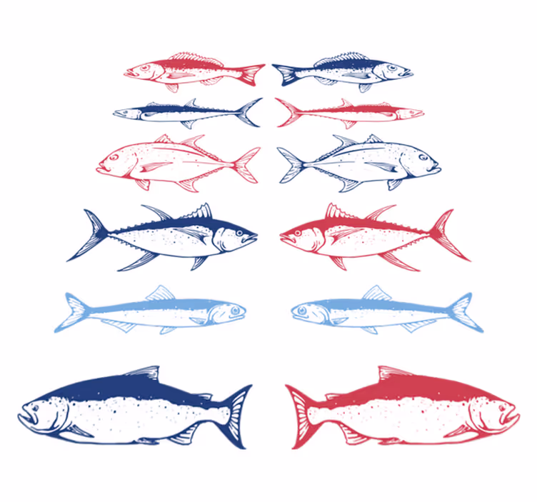 Animal vinyl rug hand drawn fish design - TenStickers