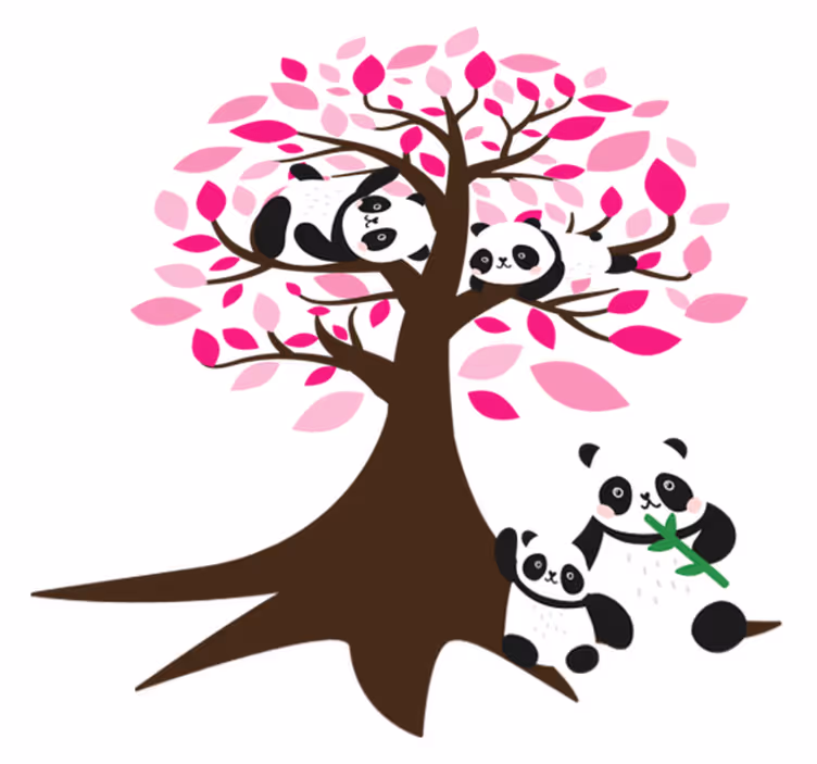 Animal vinyl rug with pandas in a tree - TenStickers
