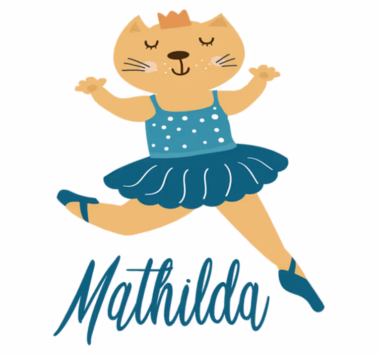 Animal vinyl rug dancing kitty with name - TenStickers