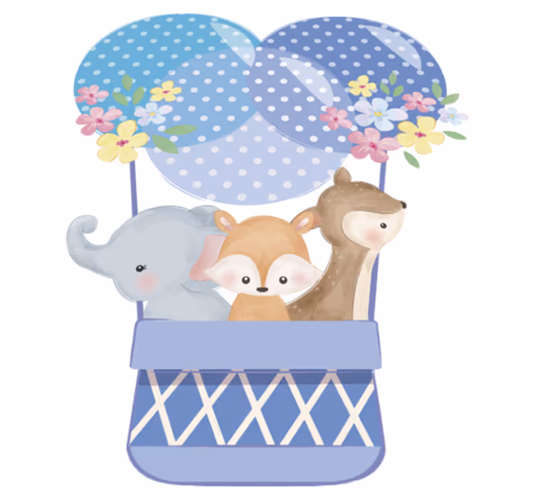Animal vinyl rug watercolour animals balloon - TenStickers
