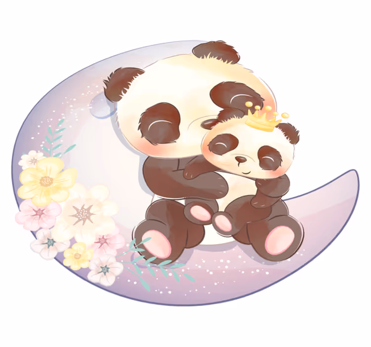Animal vinyl rug featuring two pandas on a moon - TenStickers