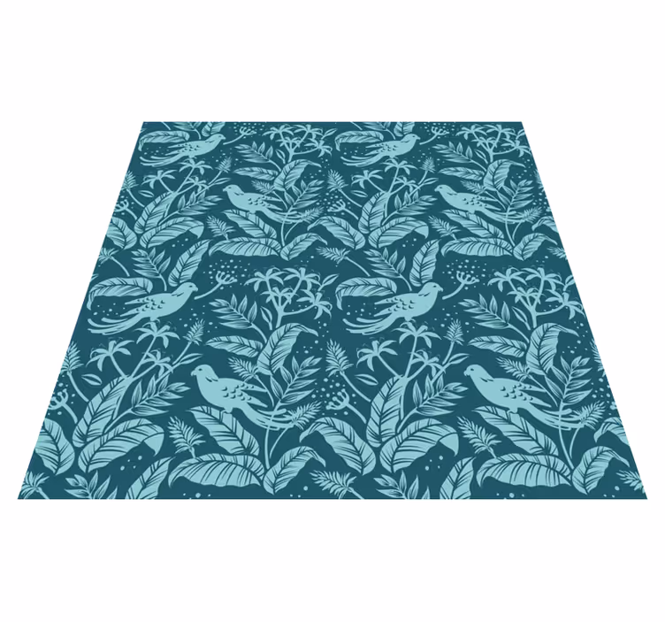 Animal vinyl rug with turquoise flying birds - TenStickers