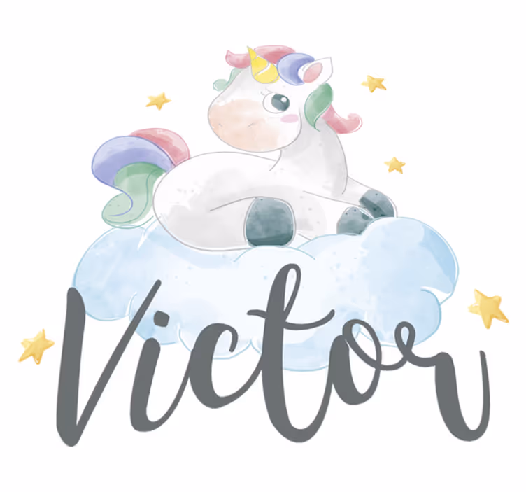 Animal vinyl rug featuring watercolor unicorn clouds - TenStickers