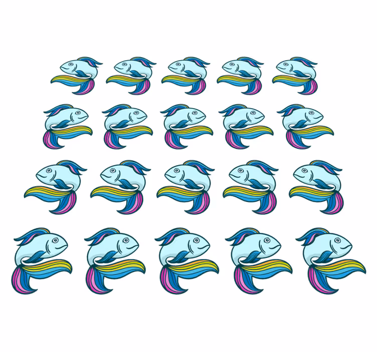 Blue neon fish animal vinyl rug - TenStickers