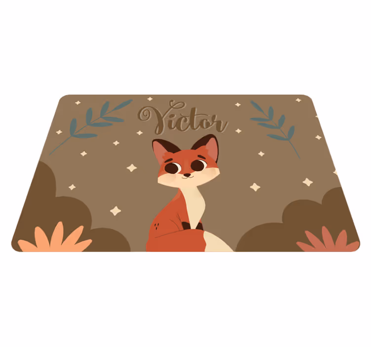 Cute fox rug for boy with name animal vinyl rug - TenStickers