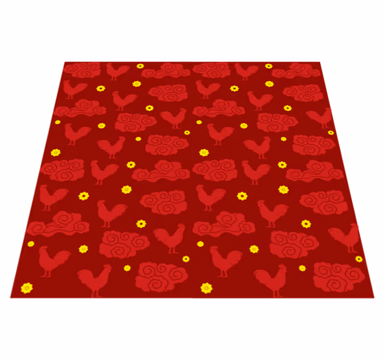 Chickens pattern chinese style animal vinyl rug - TenStickers