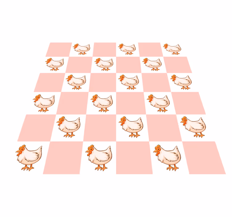 Animal vinyl rug pink rooster pattern squares - TenStickers
