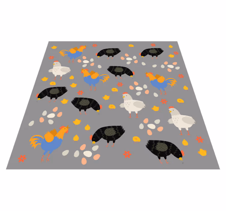 Animal vinyl rug with chickens in the pen design - TenStickers