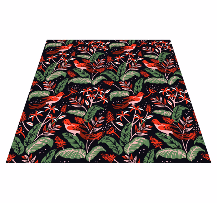 Animal vinyl rug with red and pink leaf pattern - TenStickers