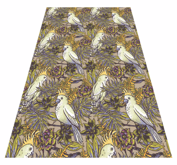 Animal vinyl rug with amazonian parrots scandinavian style - TenStickers