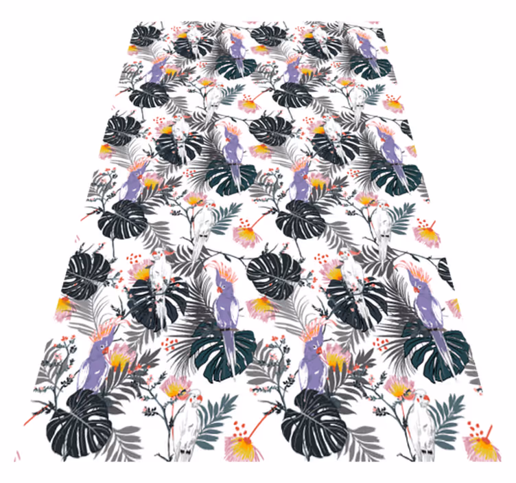 Animal vinyl rug red and purple parrots - TenStickers