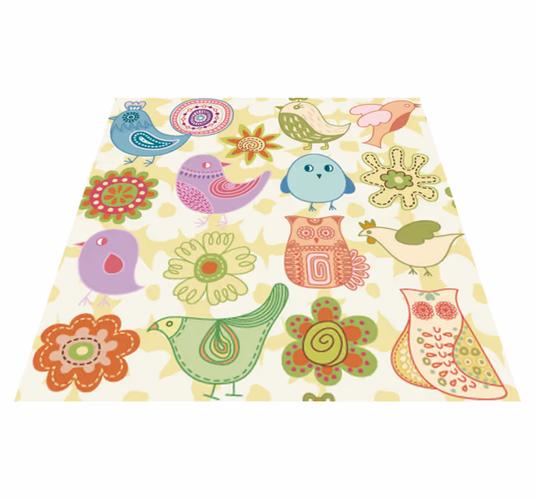 Animal vinyl rug with colorful bird designs - TenStickers