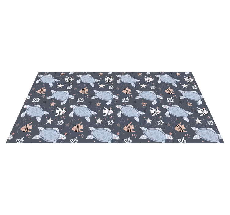 Animal vinyl rug with playful turtle design - TenStickers