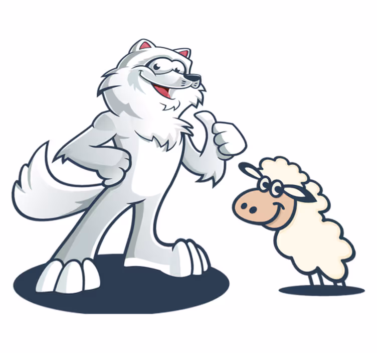 Joyful wolf character animal vinyl rug - TenStickers