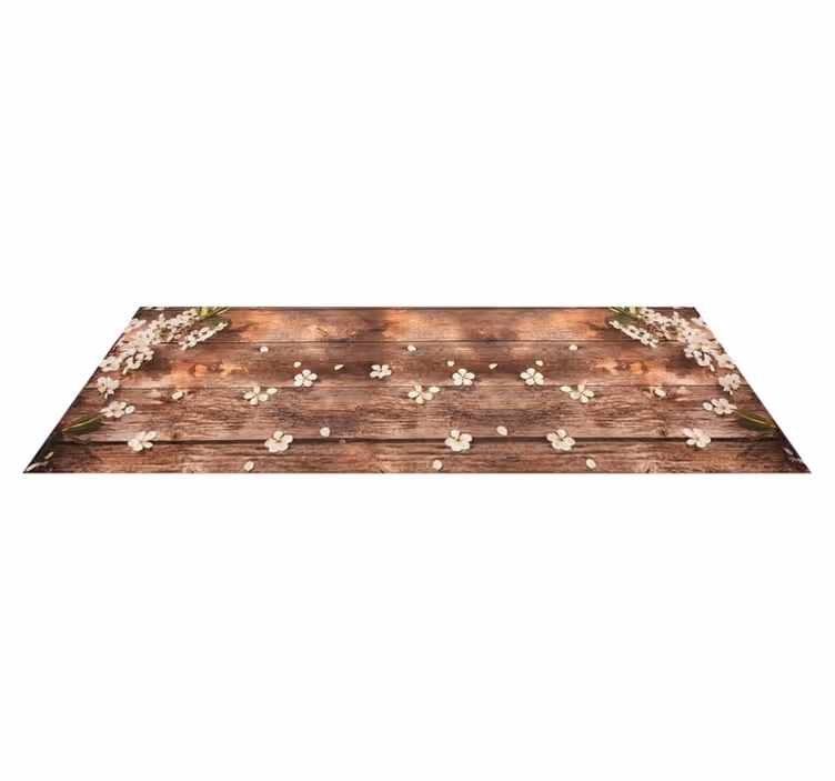 Floral timber kitchen vinyl rug - TenStickers