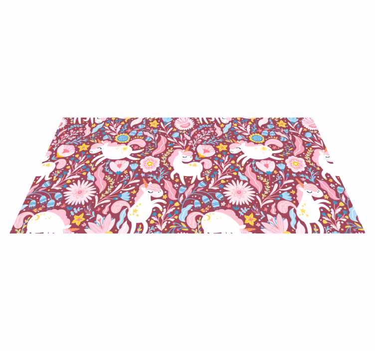 Animal vinyl rug playful unicorns design - TenStickers