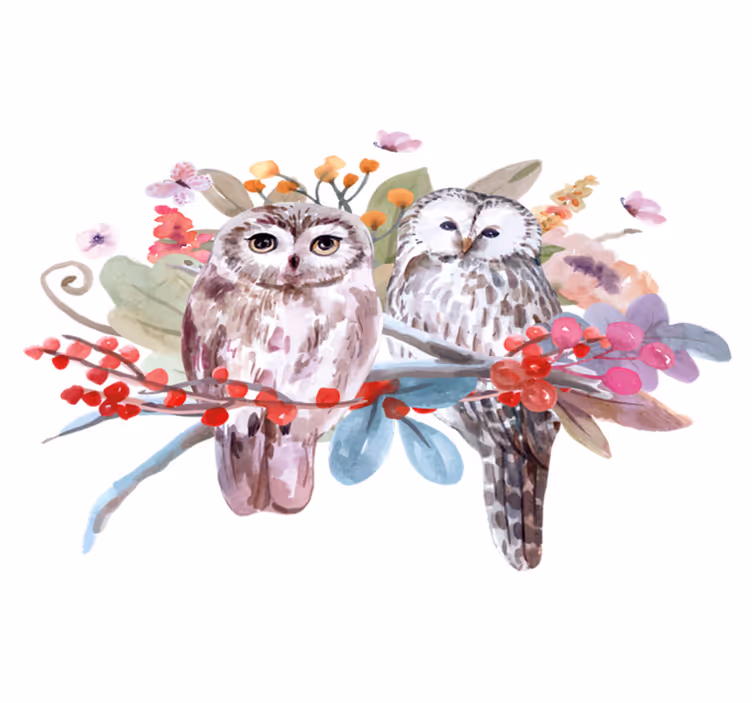 Animal vinyl rug owls in nature - TenStickers