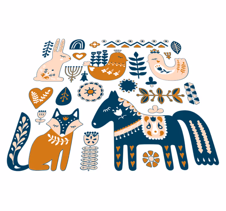 Animal vinyl rug with vibrant animal illustrations - TenStickers