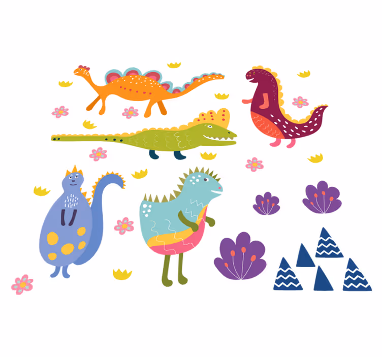 Animal vinyl rug colorful dinosaur designs - TenStickers