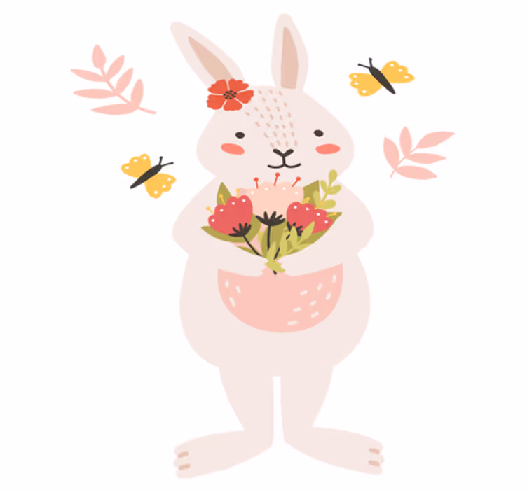 Animal vinyl rug with adorable rabbit artwork - TenStickers