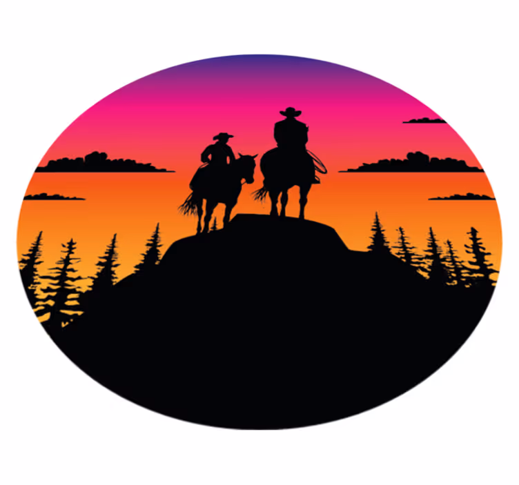 Animal vinyl rug mountains, wild west, and horses - TenStickers