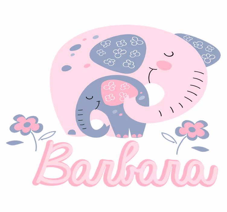 Animal vinyl rug elephants with hearts and name - TenStickers