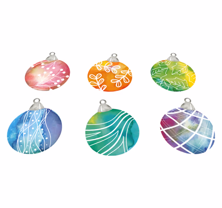 Christmas vinyl rug watercolor christmas baubles - TenStickers