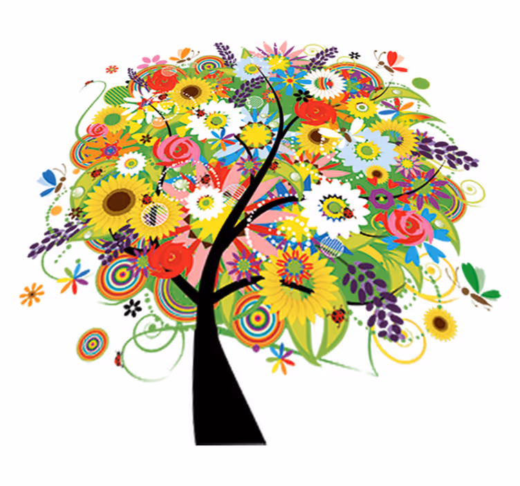 Summer tree floral vinyl rug - TenStickers