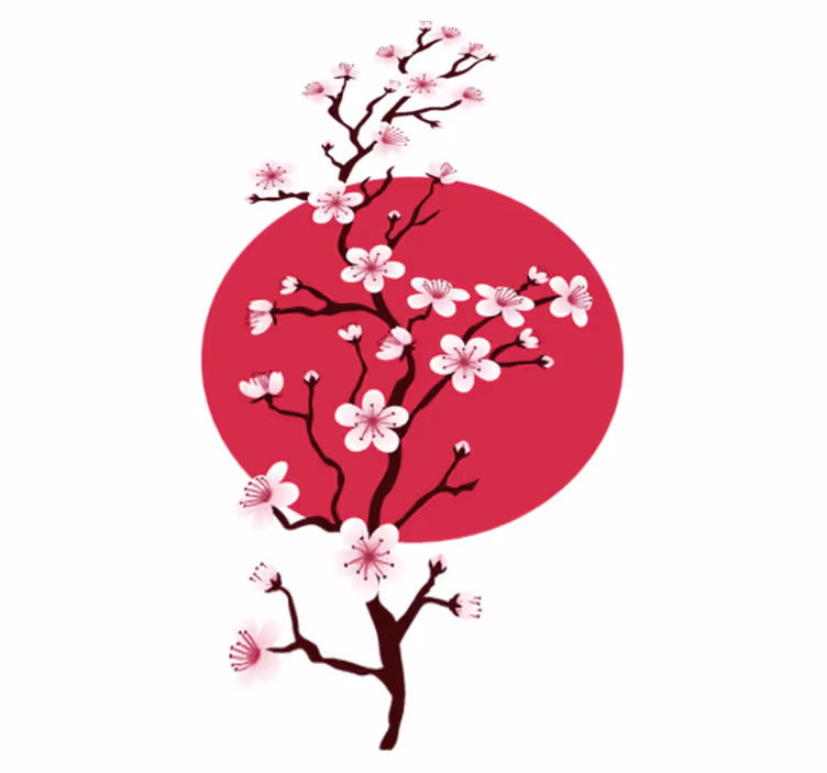 Floral vinyl rug japanese cherry tree branches - TenStickers