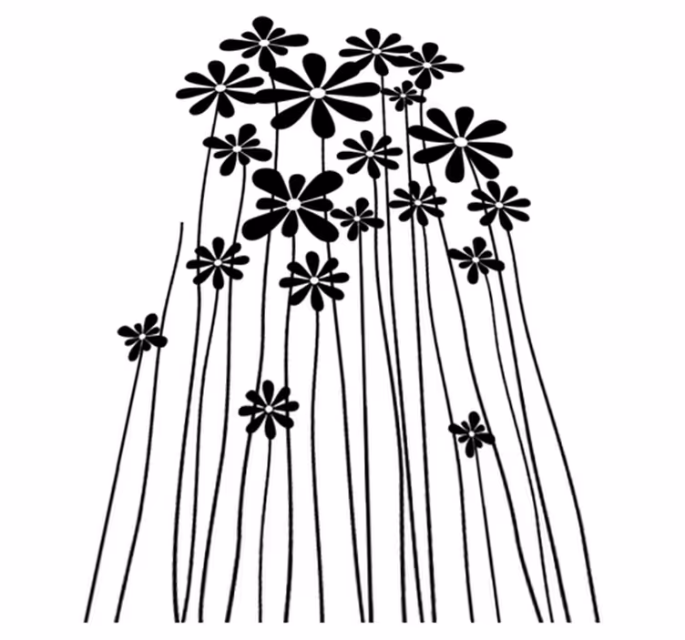 Black big flowers floral vinyl rug - TenStickers