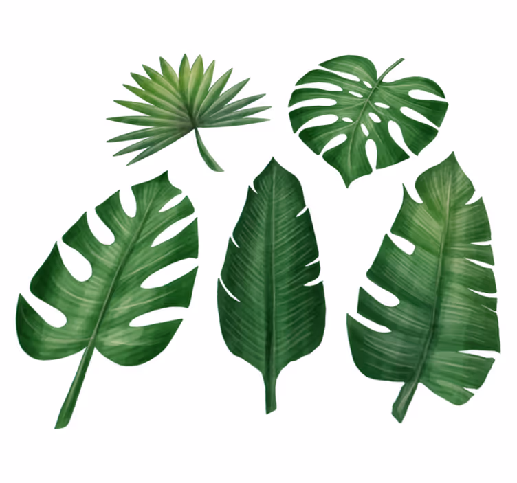 Floral vinyl rug realistic tropical leaf design - TenStickers